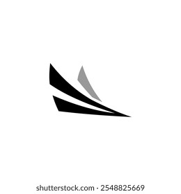 Logotipo minimalista con una forma dinámica y abstracta formada por líneas superpuestas