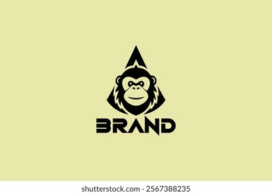 A minimalist logo featuring the golden snub-nosed monkey with geometric shapes and vibrant yellow background