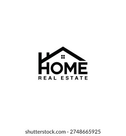 Minimalist logo featuring a house shape integrated with the word home