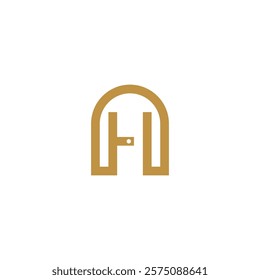 A minimalist logo featuring the letter  H cleverly integrated into the design of a doorway