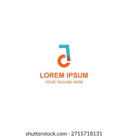 Logotipo minimalista con un círculo abierto naranja y una línea de Vertical azul que forma la letra J.