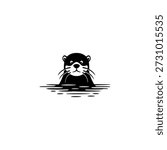 A minimalist logo featuring an otter head peeking above the water, observing its surroundings. Perfect for security, exploration, or nature observation brands.