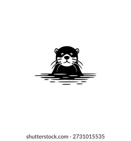 Ein minimalistisches Logo mit einem Fischkopf, der über das Wasser blickt und seine Umgebung beobachtet. Perfekt für Sicherheits-, Erkundungs- oder Naturbeobachtungsmarken.