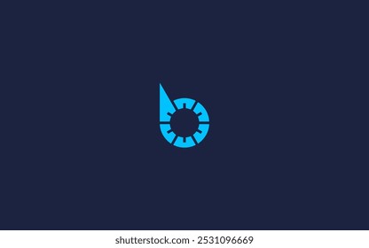 Um logótipo minimalista com uma forma estilizada de azul que lembra uma gota e um elemento circular.