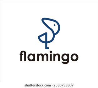 Logótipo minimalista com um flamingo estilizado com a palavra "flamingo" por baixo.