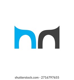 Um logotipo minimalista com duas formas "n" em arco, minúsculas ou em forma de ponte, posicionadas lado a lado em azul e cinza.