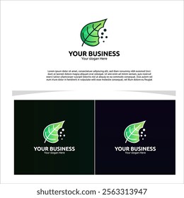 minimalist logo featuring a vibrant green leaf with a gentle bite mark on one edge for your business