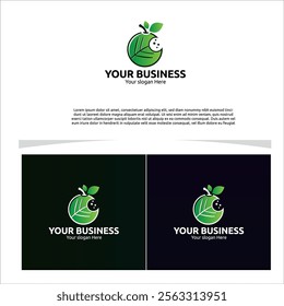 minimalist logo featuring a vibrant green leaf with a gentle bite mark on one edge for your company