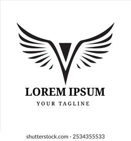 Un logotipo minimalista con un símbolo de ala en forma de V, que simboliza la libertad, la fuerza y las altas aspiraciones. Este diseño es adecuado para empresas de los sectores de la tecnología, automoción y deportes.