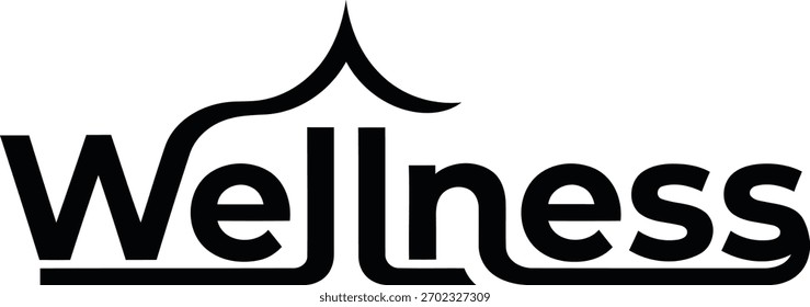 Minimalist logo featuring Wellness in stylized font. The W has a rootlike shape, suggesting shelter, care, and holistic wellbeing in black on a white background. 200