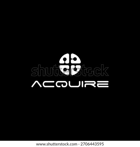 A minimalist logo featuring the word "ACQUIRE" in a modern font, topped by a Celtic knot-inspired symbol, set against a stark black backdrop.