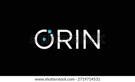 A minimalist logo featuring the word 'ORIN' in white sans-serif font against a stark black background. The 'O' is creatively stylized with a white