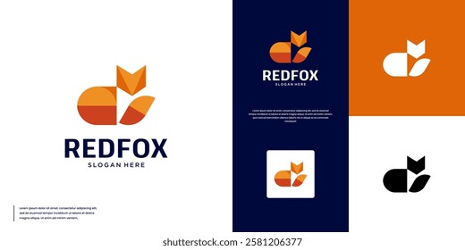 minimalist logo geometric fox animal , wild nature character , graphic vector template.