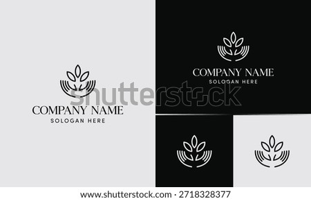 Minimalist Logo of Hands Gently Holding a Plant