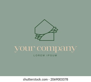 Minimalist Logo house leaf architecture