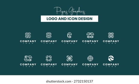Logotipo minimalista e conjunto de design de ícone