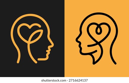 Logotipo minimalista que ilustra la conexión entre la mente y el corazón
