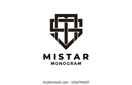 Minimalist logo initial and emblem for industry and technology