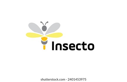 Minimalist logo insect or bee character symbol of nature