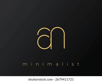 Um logotipo minimalista com formas entrelaçadas no fundo preto sólido. Um design de logotipo minimalista limpo e moderno.