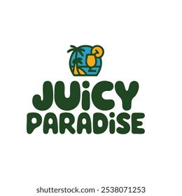 logotipo minimalista paraíso suculento, logotipo de bebida, verão, praia