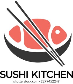 minimalist logo with kitchen sushi perfect for industry restaurant fish