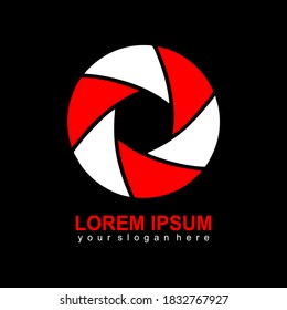minimalist logo lens camera design vector