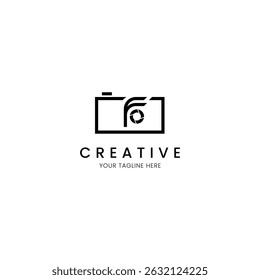 Minimalist logo letter F with camera for your brand