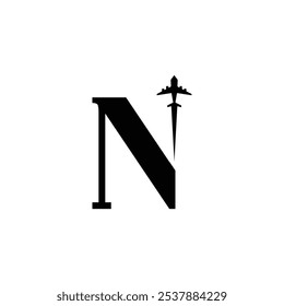 Logotipo minimalista de la letra N y el avión