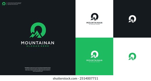 Minimalist logo letter O and mountain with unique logo designs template