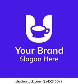 minimalist logo letter u and cup
