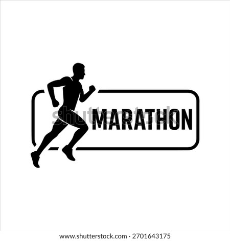 A minimalist logo of a marathon runner in forward motion, symbolizing determination and endurance.