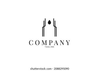 Minimalist logo on which an abstract image of a gate from trees vector