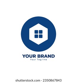 Logo minimalista sobre fondo blanco, perfecto para una empresa inmobiliaria. Ilustración del vector