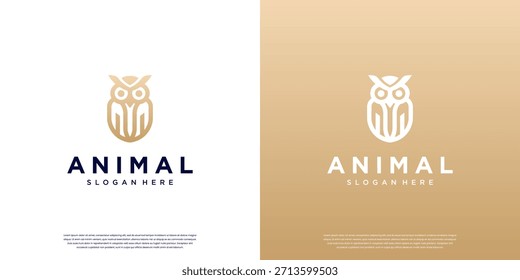 Minimalist logo with an owl shape, symbolizing calmness and resilience, vector graphic template.