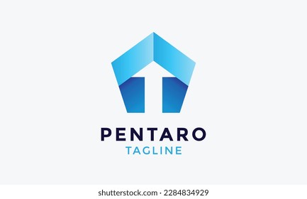 Minimalist logo pentagon arrow for business and industry logo