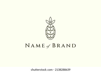 Minimalist logo of a pineapple in line art design style.