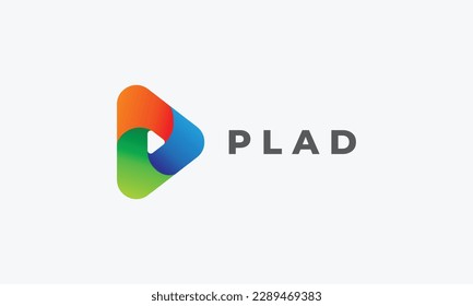 Minimalist logo play button, icon click media player
