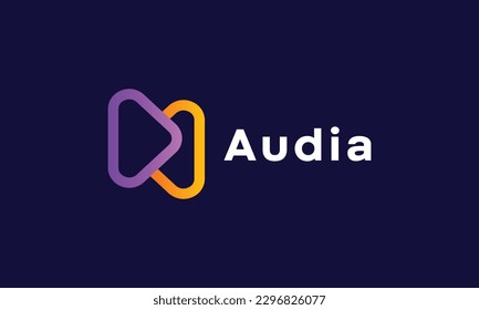 Minimalist logo play button, icon click media player