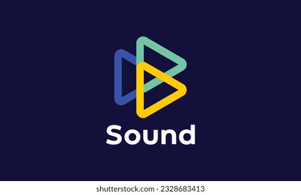 Minimalist logo play button for multimedia design concept