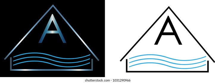 Minimalist logo for pool screens water logo