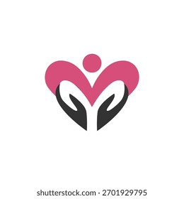 Logotipo minimalista que representa el cuidado humano, el amor y la protección Adecuado para organizaciones sin fines de lucro o servicios de salud
