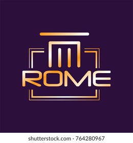 Minimalist logo of Rome city in gradient color. Capital of Italy. Creative geometric icon with roman column