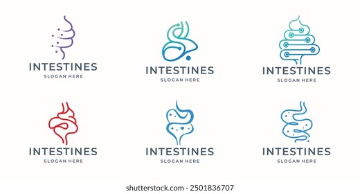 minimalist logo set of intestine organ human design vector illustration.