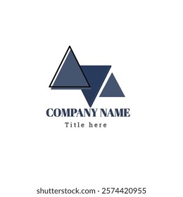 A minimalist logo in the shape of a triangle with modern elements in the form of a blue arrowhead icon symbolizing strength, growth and sustainability.