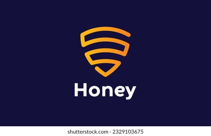 Minimalist logo shield honey bee protection in nature