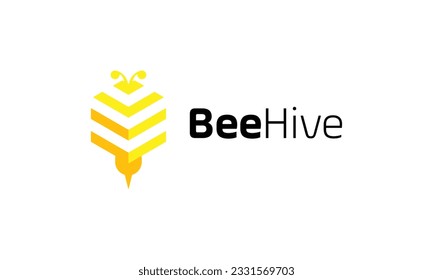 Minimalist logo shield honey bee protection in nature