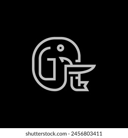 A minimalist logo showcasing an elephant, created using line art technique.