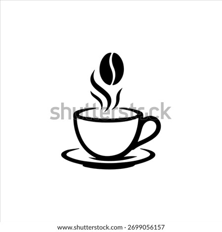 Minimalist logo of a steaming coffee cup, perfect for café, coffee shop, or beverage brand identity.