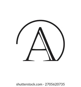 Logotipo minimalista “A” con un arco amplio, que combina precisión geométrica y estilo de marca moderno.